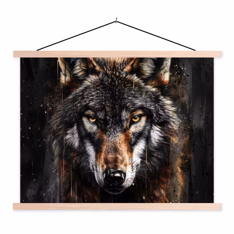 Schoolplaat - Dieren - Wolf - Portret - Zwart - Bruin — 1