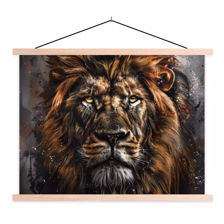 Schoolplaat - Leeuw - Dieren - Portret - Zwart - Luxe — 1
