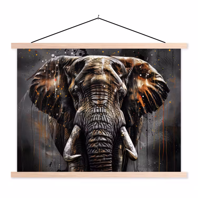 Schoolplaat - Olifant - Watercolor - Wilde dieren - Luxe — 1