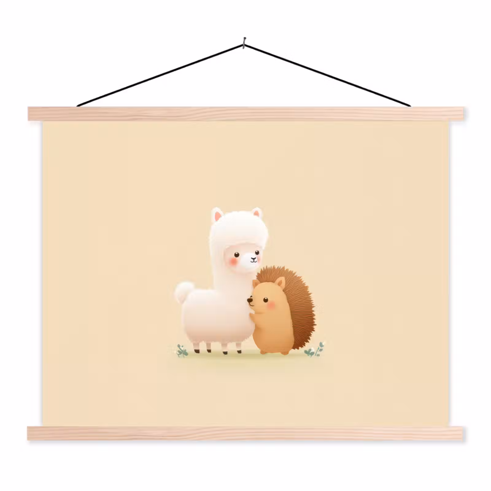 Schoolplaat - Alpaca - Egel - Bruin - Knuffelen — 1