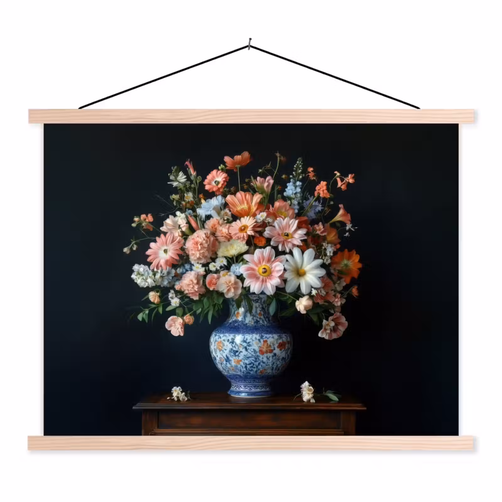 Schoolplaat - Hout - Vaas - Kleuren - Bloemen — 1
