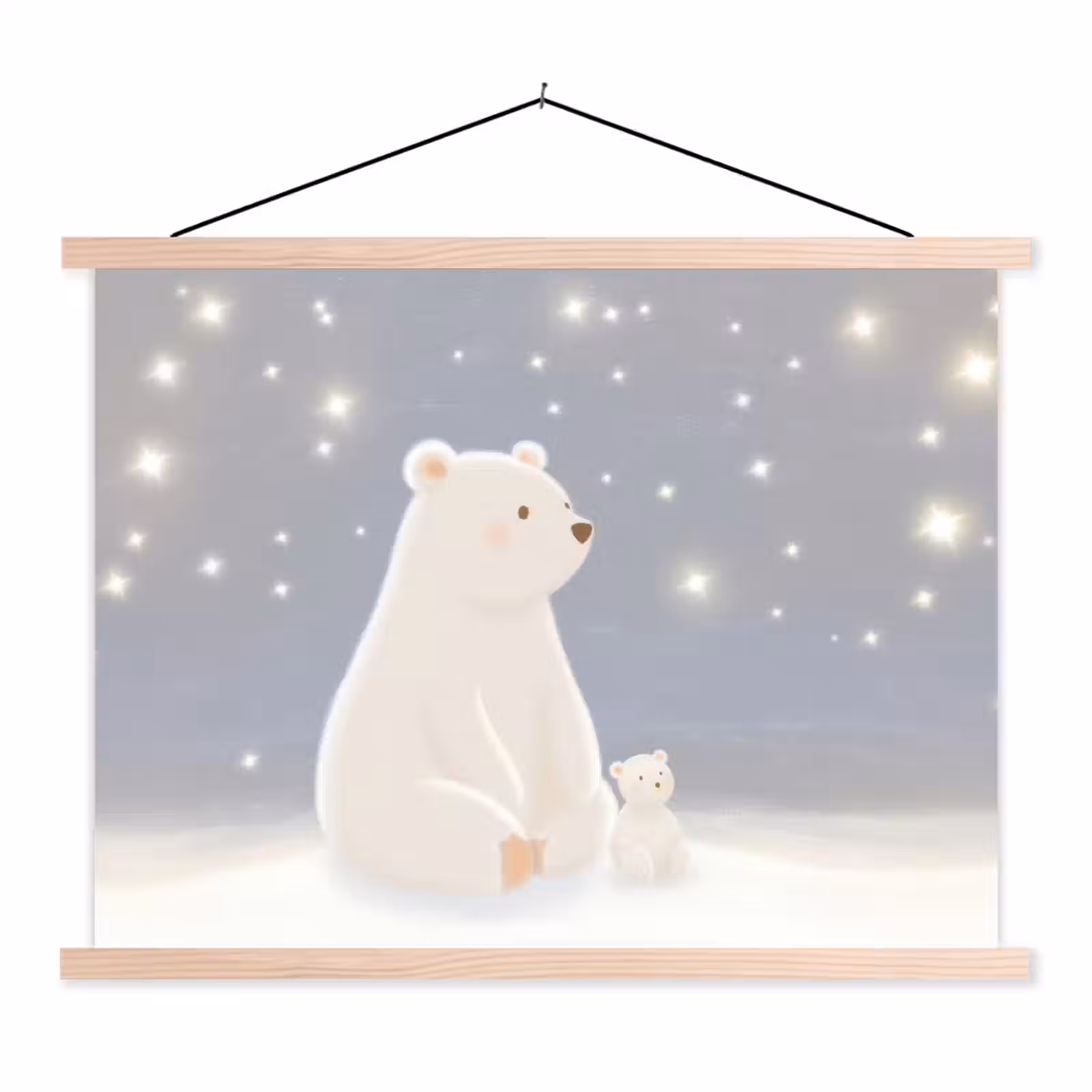 Schoolplaat - Ijsbeer - Sneeuw - Sterren - Blauw — 1