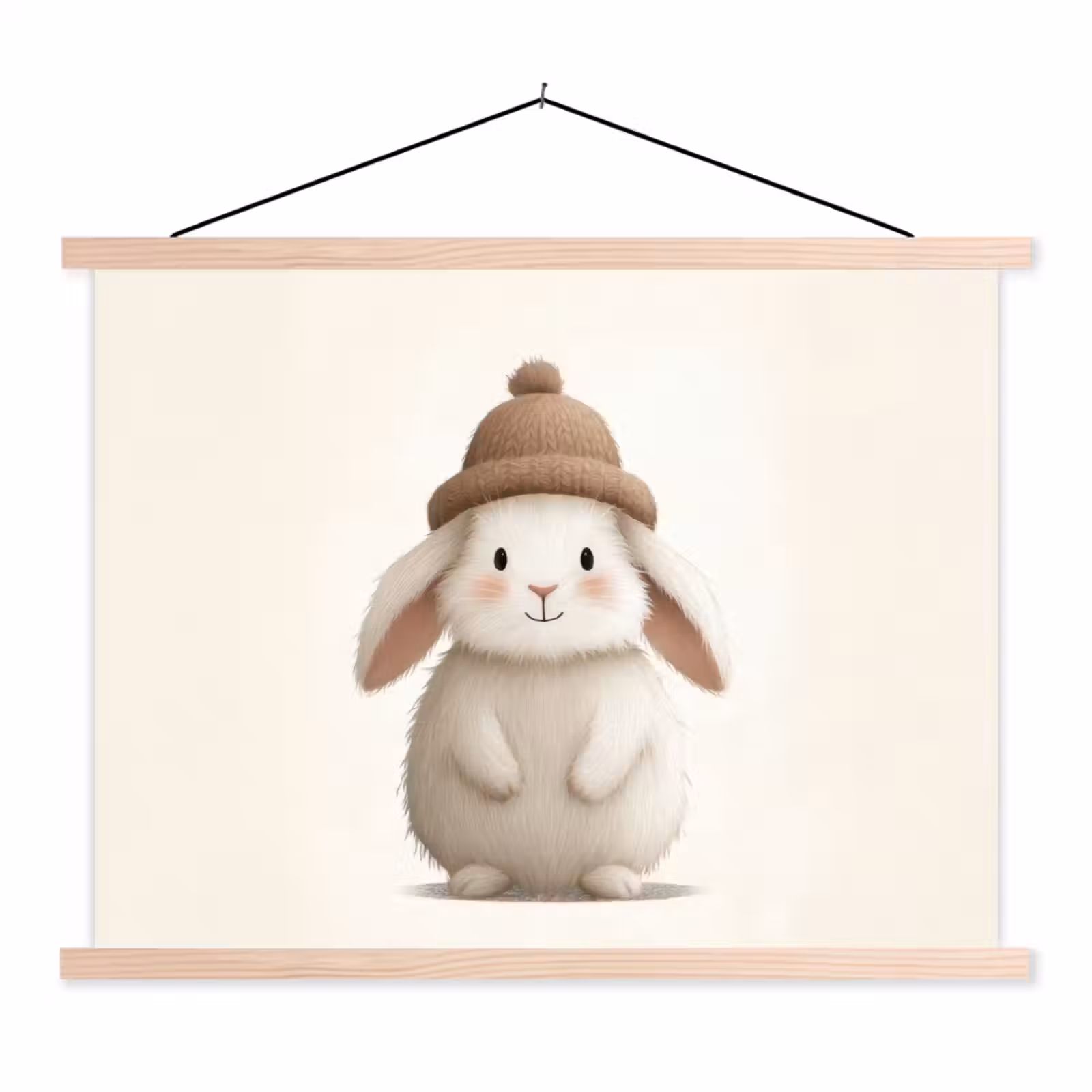 Schoolplaat - Konijn - Muts - Oren - Beige — 1