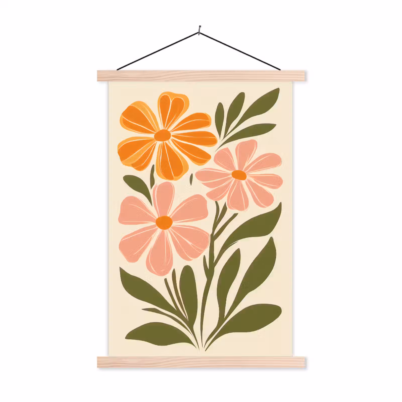 Schoolplaat - Minimalistisch - Bloemen - Bladeren - Roze — 1