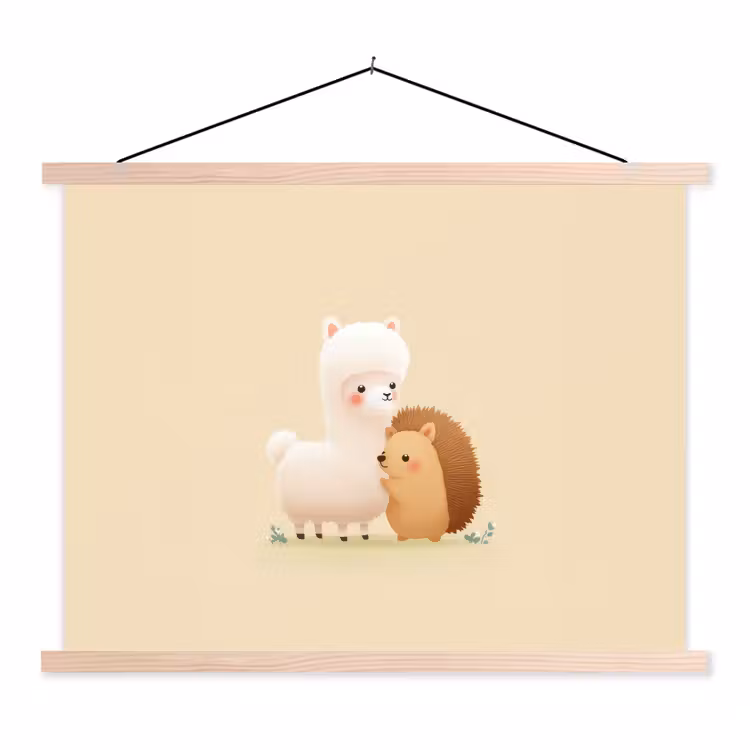 Schoolplaat - Alpaca - Egel - Bruin - Knuffelen — 1