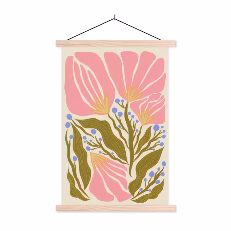 Schoolplaat - Bloemen - Bladeren - Abstract - Roze — 1