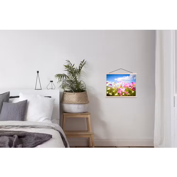 Schoolplaat - Bloemen - Wei - Paars - Gras - Wit - Wolken - Blauw — 2