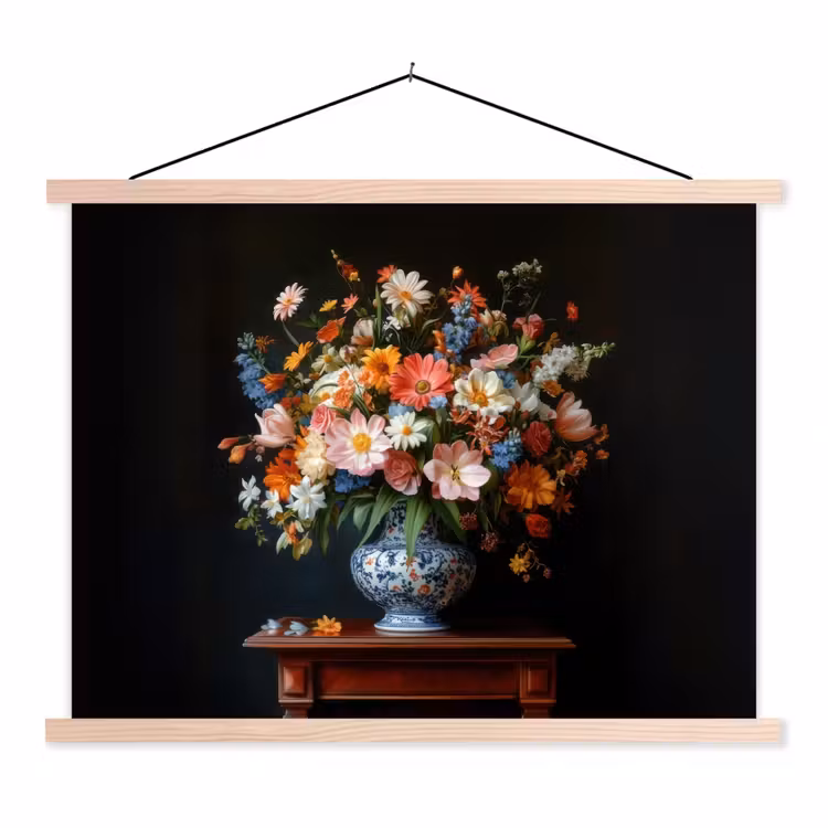 Schoolplaat - Boeket - Roze - Bloemen - Vaas — 1