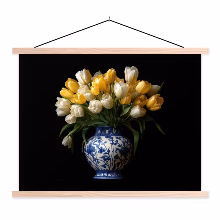 Schoolplaat - Geel - Tulpen - Vaas - Bloemen — 1