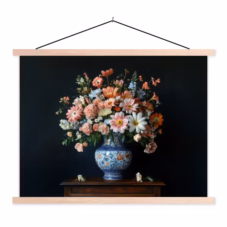 Schoolplaat - Hout - Vaas - Kleuren - Bloemen — 1
