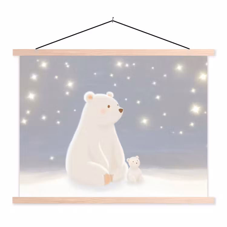 Schoolplaat - Ijsbeer - Sneeuw - Sterren - Blauw — 1