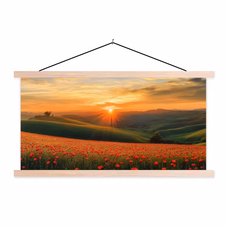 Schoolplaat - Klaprozen - Bloemen - Heuvels - Zonsondergang — 1