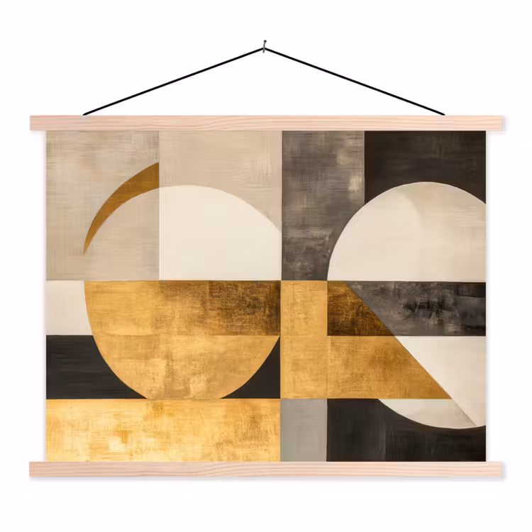 Schoolplaat - Abstract - Goud - Grijs - Vormen - Geometrisch — 1