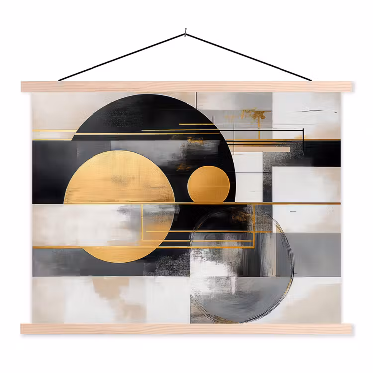 Schoolplaat - Abstract - Goud - Zilver - Vormen - Aesthetic - Modern — 1