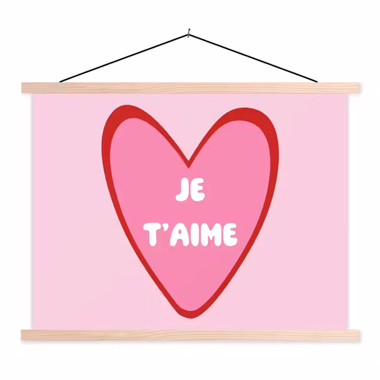 Schoolplaat - Hart - Frans - Valentijn - Roze — 1