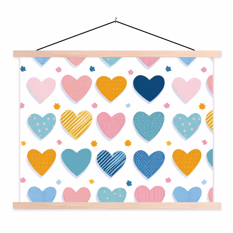 Schoolplaat - Hartjes - Pastel - Patroon — 1