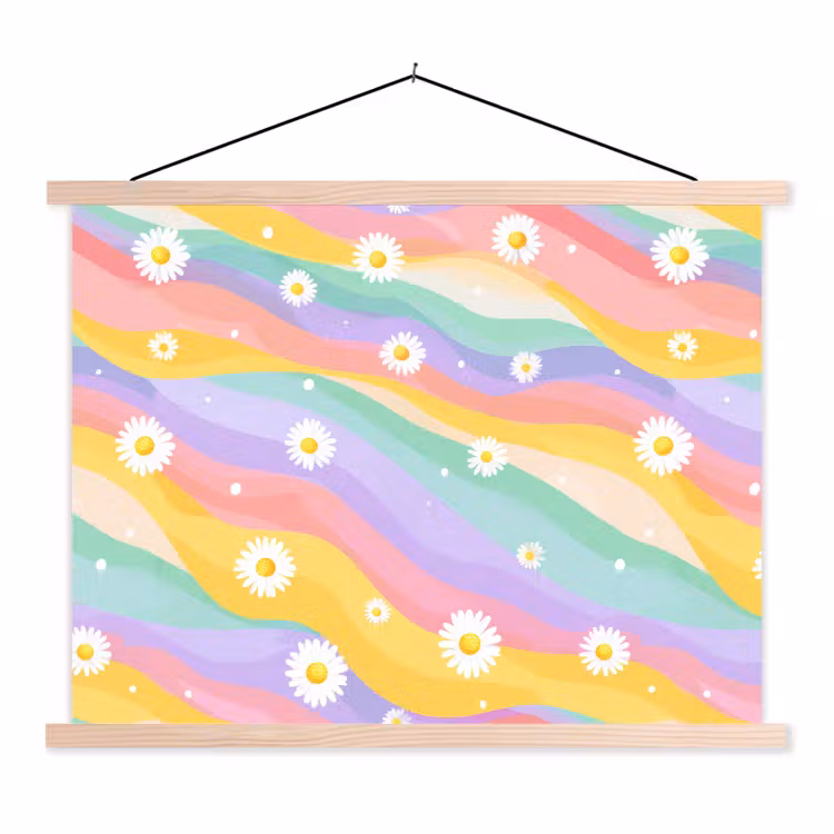 Schoolplaat - Madeliefjes - Kleurrijk - Pastel — 1