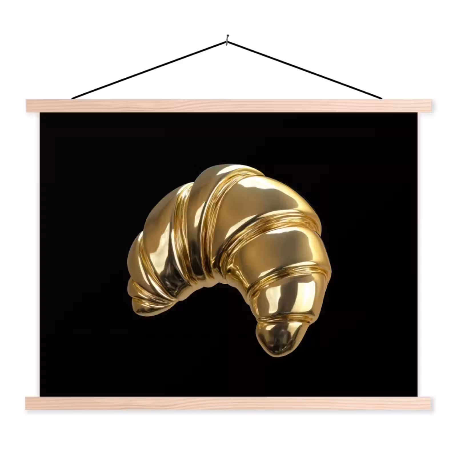 Schoolplaat - Croissant - Brood - Goud - Zwart — 1