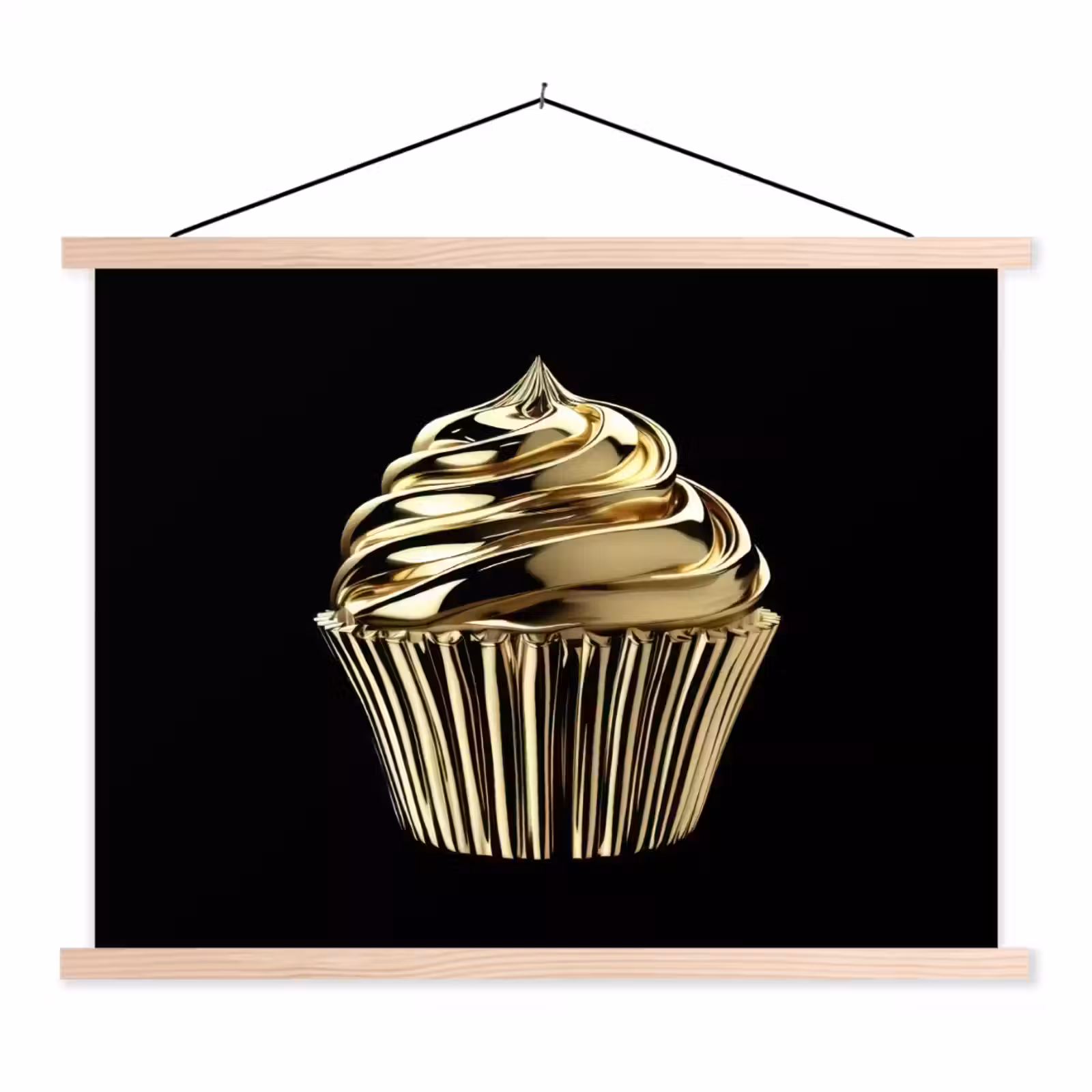 Schoolplaat - Cupcake - Eten - Goud - Zwart — 1