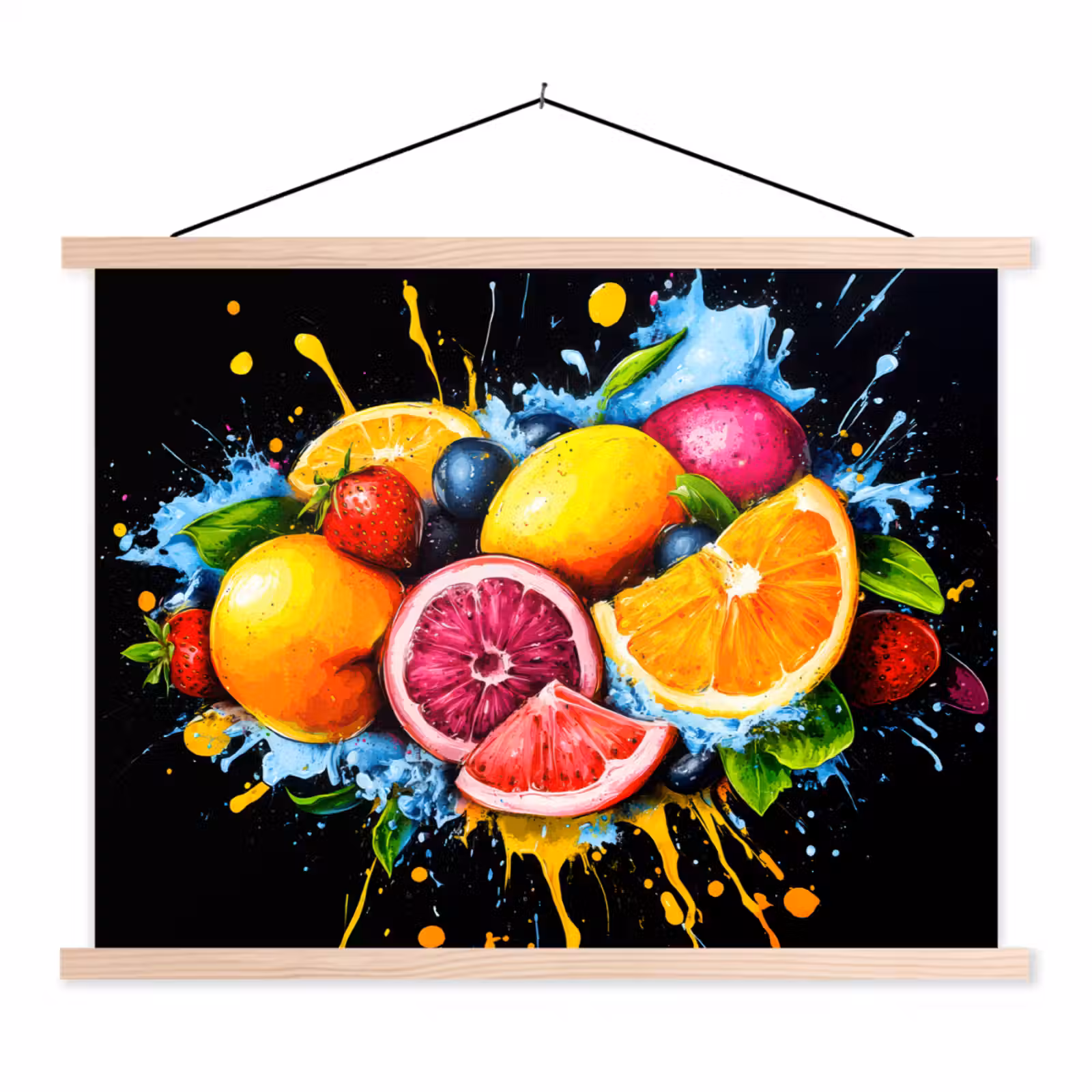 Schoolplaat - Fruit - Graffiti - Kleurrijk - Sinaasappel - Aardbei - Abstract — 1