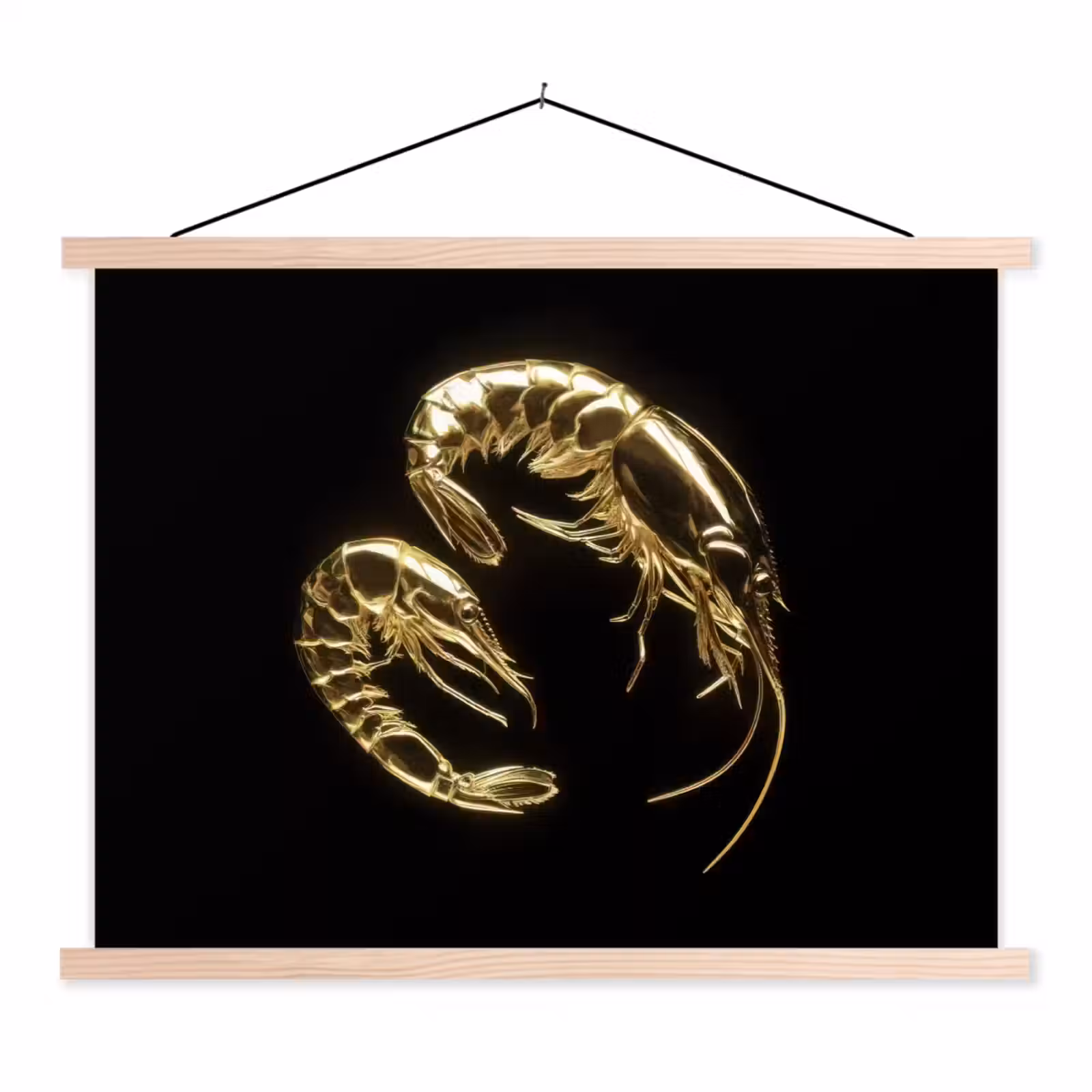 Schoolplaat - Garnalen - Zwart - Goud - Dieren — 1