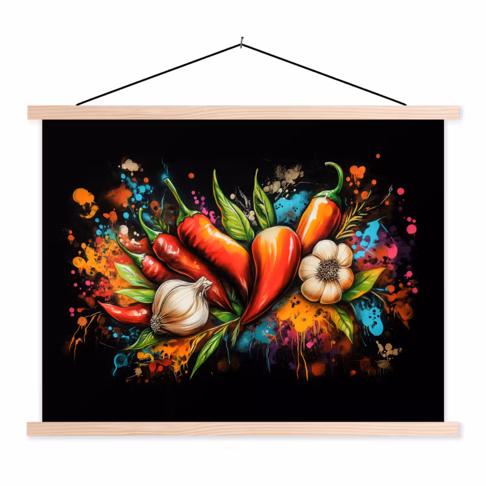 Schoolplaat - Groente - Peper - Knoflook - Graffiti - Verf - Kleurrijk — 1