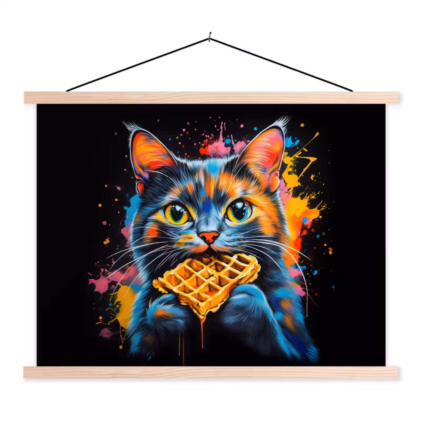 Schoolplaat - Kat - Graffiti - Kleurrijk - Wafel - Eten — 1