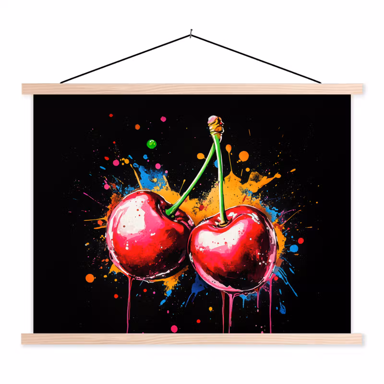 Schoolplaat - Kersen - Fruit - Graffiti - Verf - Abstract - Modern - Kleurrijk — 1