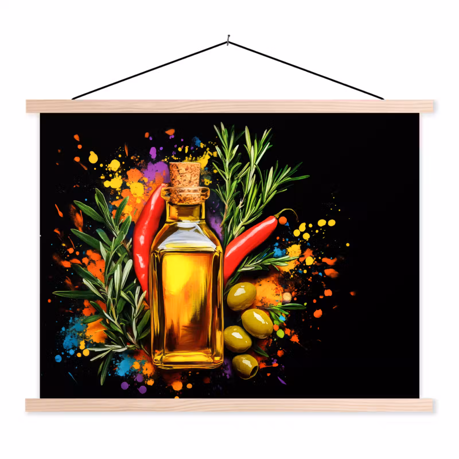 Schoolplaat - Olijfolie - Graffiti - Peper - Olijven - Modern — 1