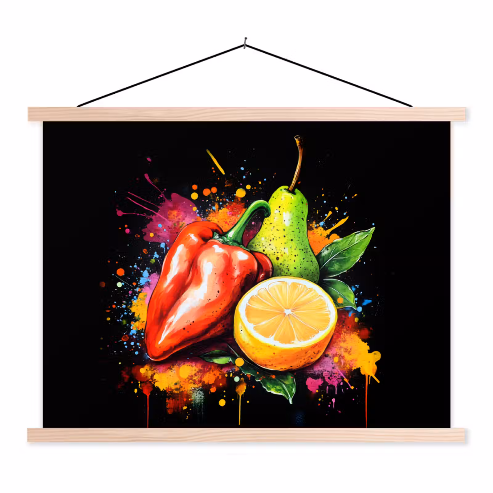 Schoolplaat - Paprika - Peer - Citroen - Graffiti - Verf - Abstract — 1