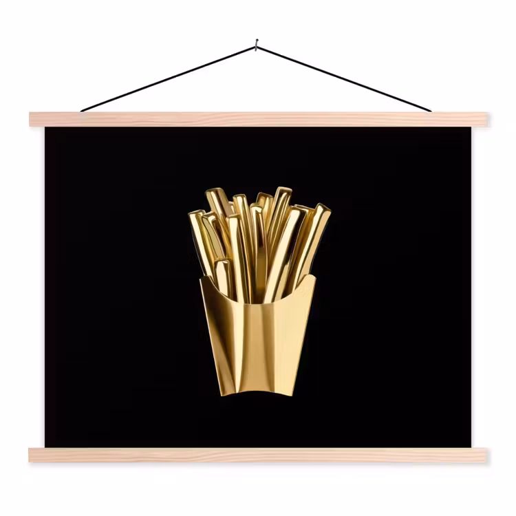 Schoolplaat - Friet - Goud - Chrome - Eten — 1
