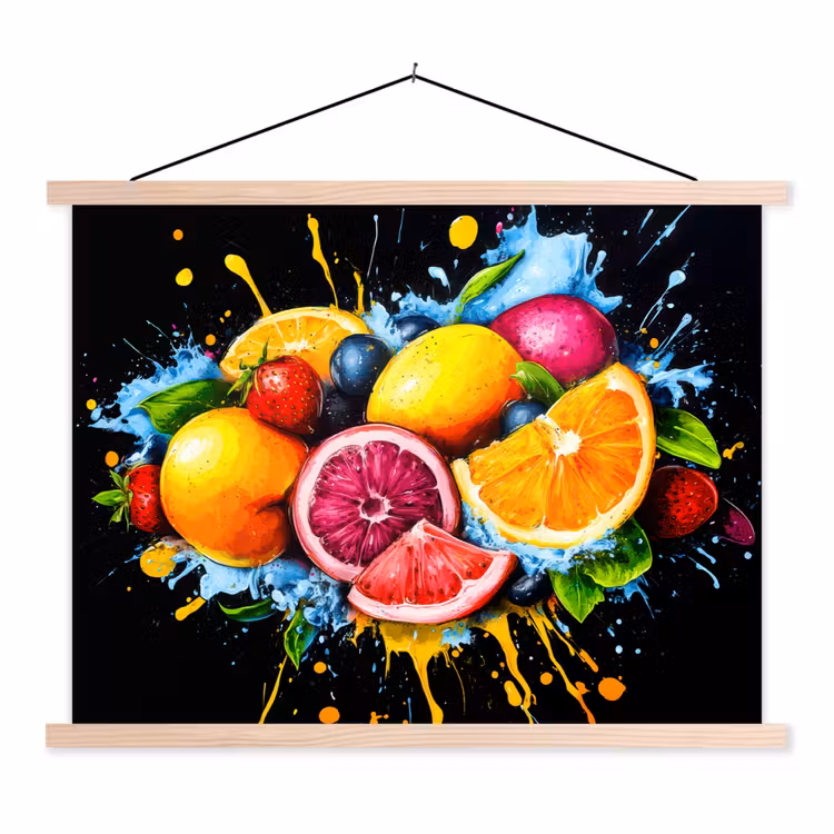 Schoolplaat - Fruit - Graffiti - Kleurrijk - Sinaasappel - Aardbei - Abstract — 1
