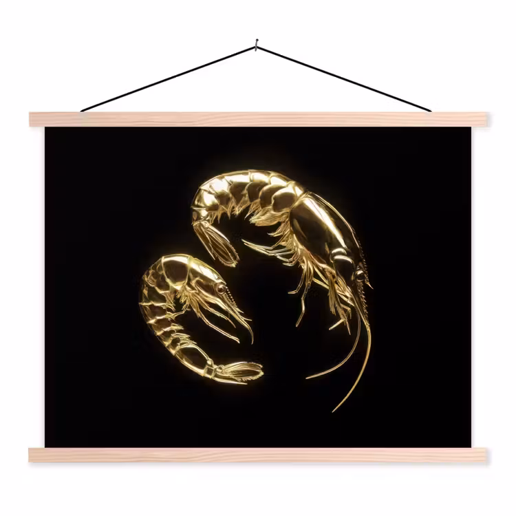 Schoolplaat - Garnalen - Zwart - Goud - Dieren — 1