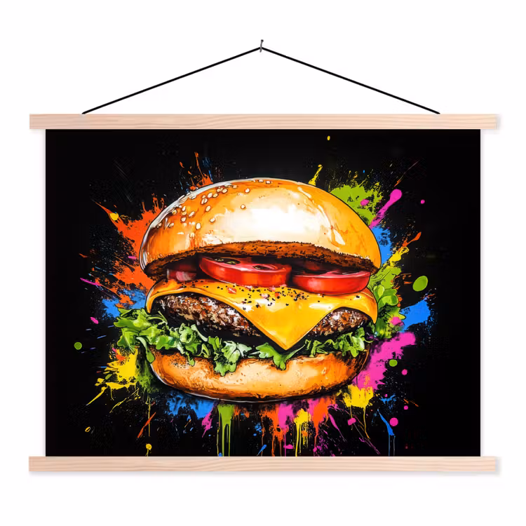Schoolplaat - Hamburger - Graffiti - Verf - Kleurrijk - Eten - Abstract — 1