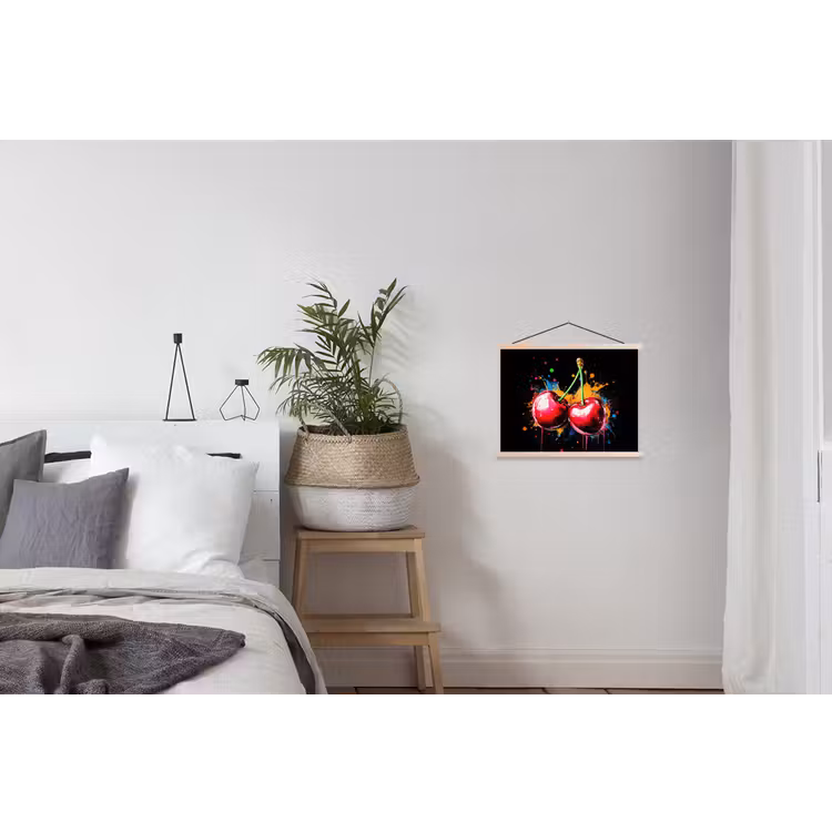 Schoolplaat - Kersen - Fruit - Graffiti - Verf - Abstract - Modern - Kleurrijk — 2