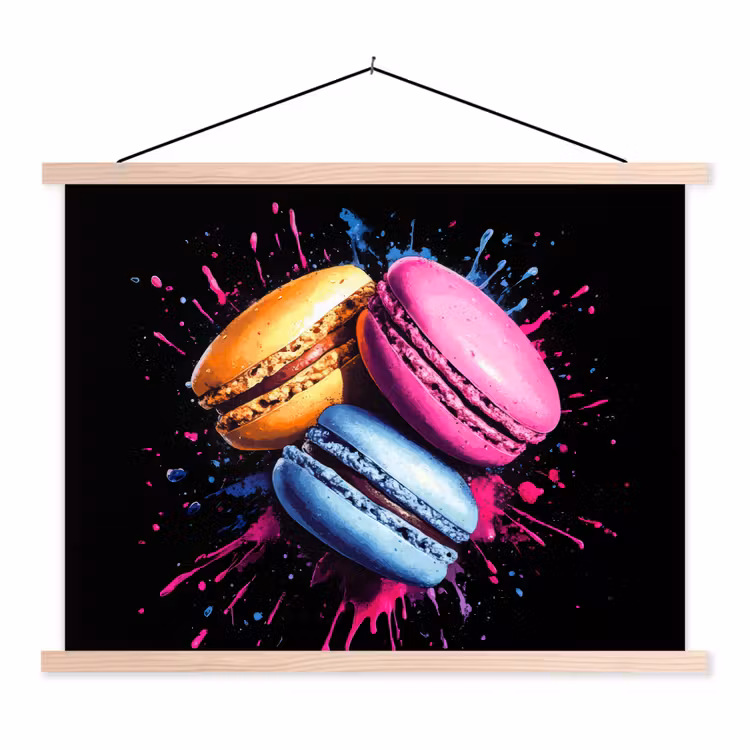 Schoolplaat - Macarons - Dessert - Graffiti - Kleurrijk - Roze - Blauw - Geel — 1