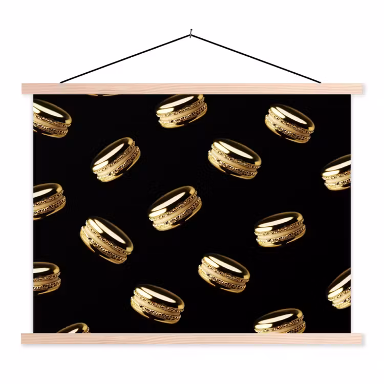 Schoolplaat - Macarons - Patroon - Goud - Zwart — 1