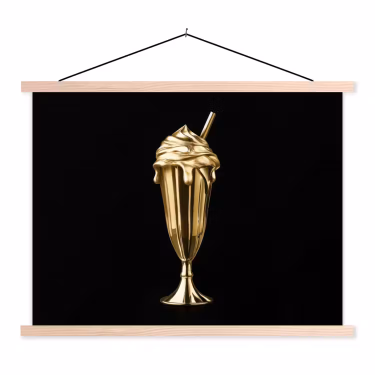 Schoolplaat - Milkshake - Goud - Drinken - Zwart — 1