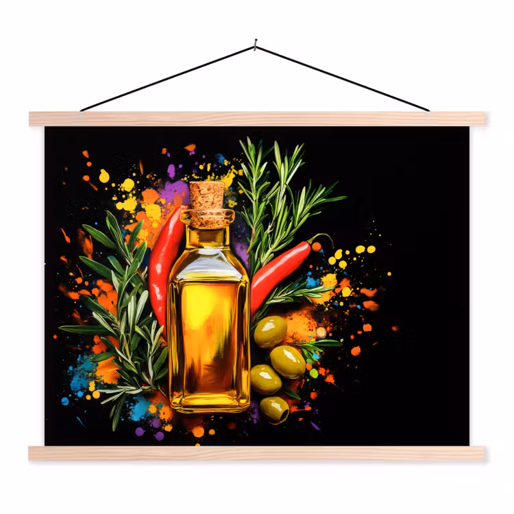 Schoolplaat - Olijfolie - Graffiti - Peper - Olijven - Modern — 1