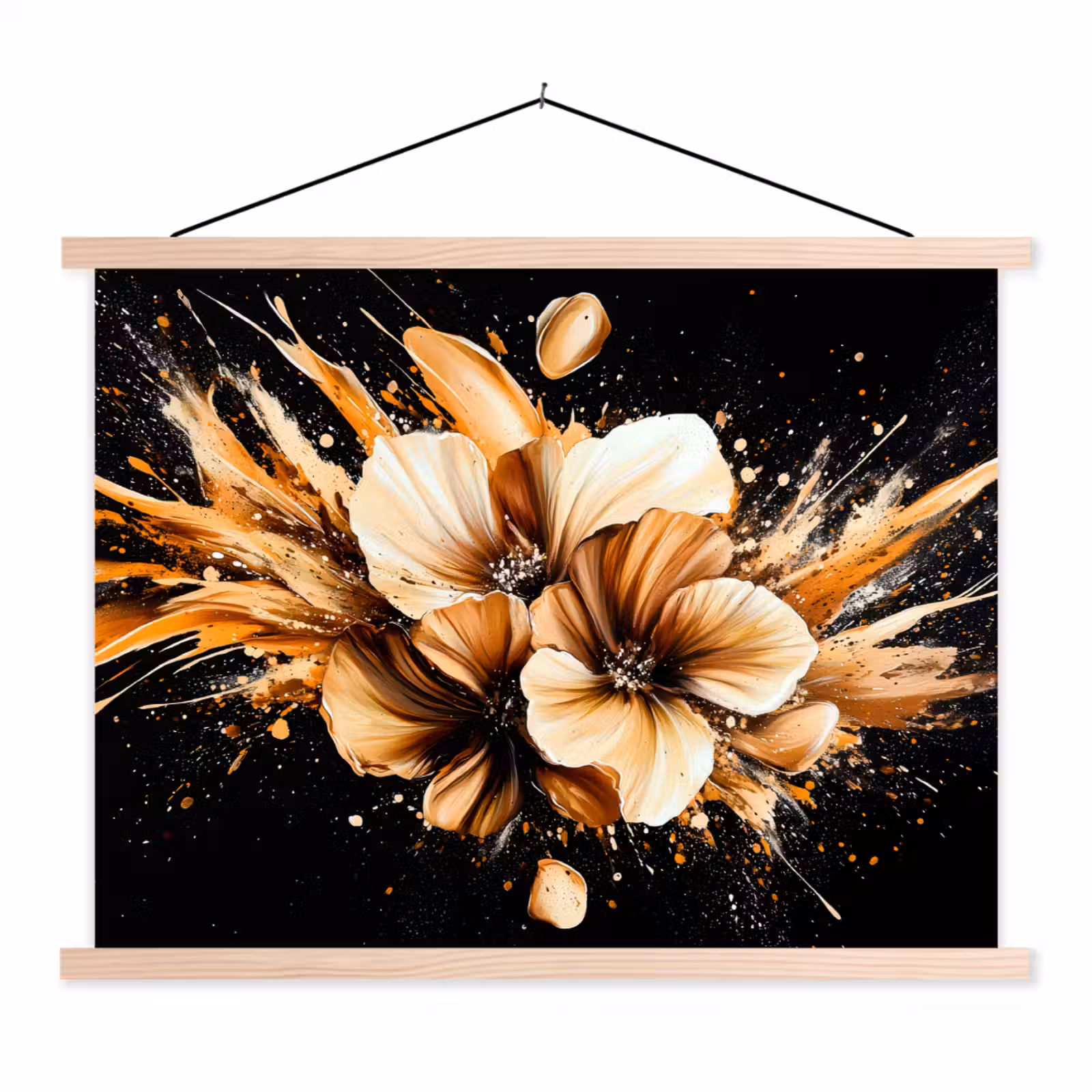 Schoolplaat - Bloemen - Goud - Graffiti - Zwart - Abstract — 1