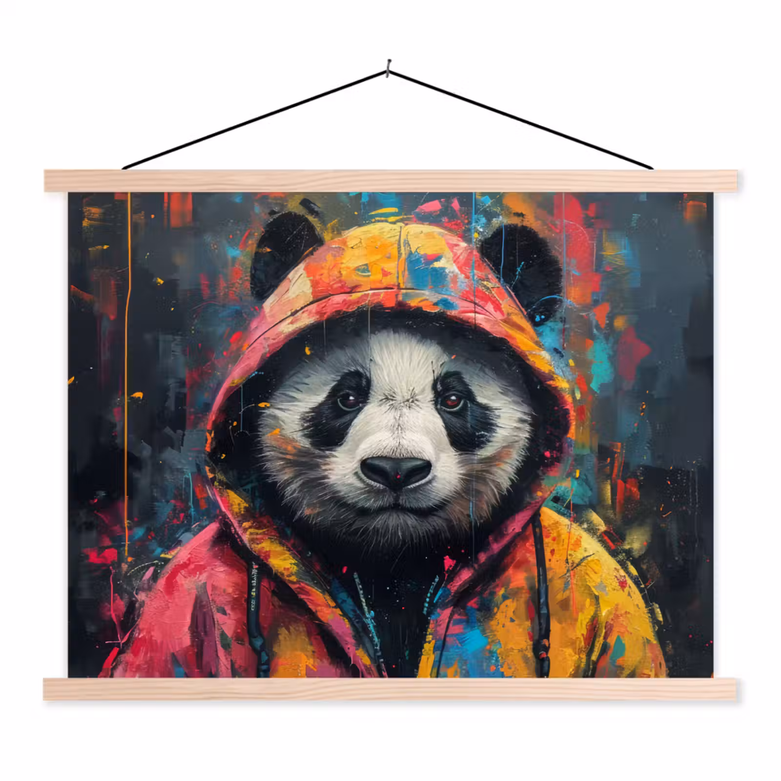 Schoolplaat - Graffiti - Panda - Jas - Kleurrijk — 1