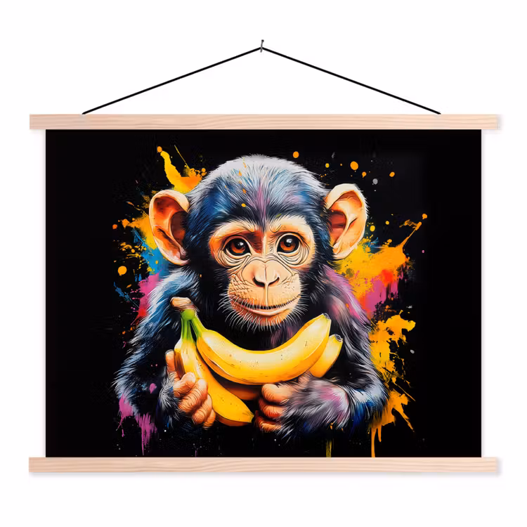 Schoolplaat - Aap - Graffiti - Kleurrijk - Bananen - Modern — 1