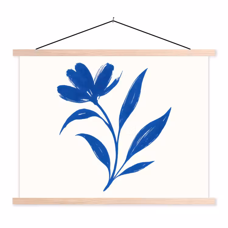 Schoolplaat - Bloem - Blaadjes - Minimalistisch - Blauw — 1