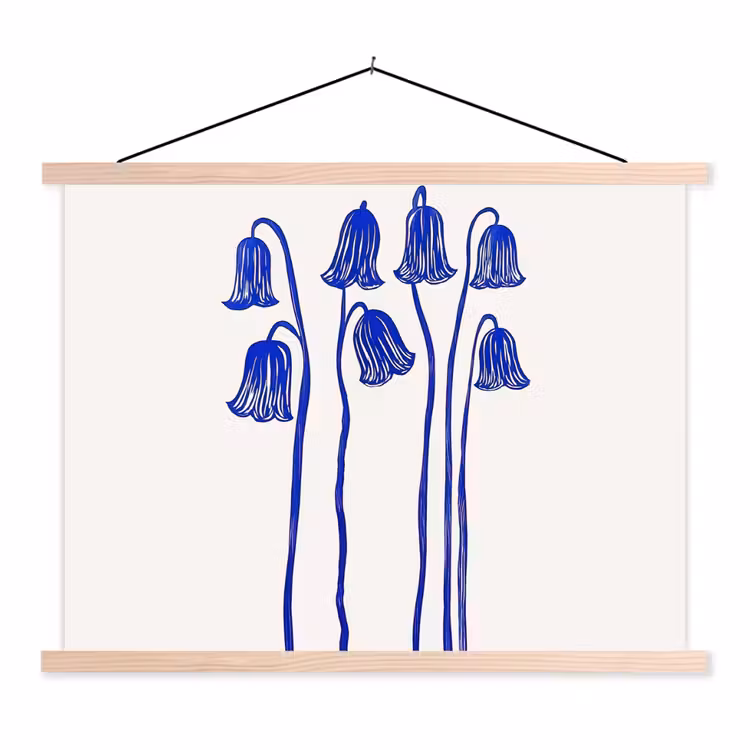 Schoolplaat - Bloemen - Blauw - Lijnen - Bloemblaadjes — 1