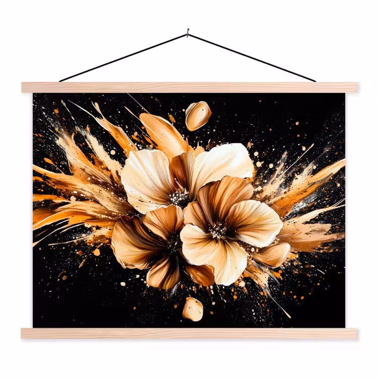 Schoolplaat - Bloemen - Goud - Graffiti - Zwart - Abstract — 1