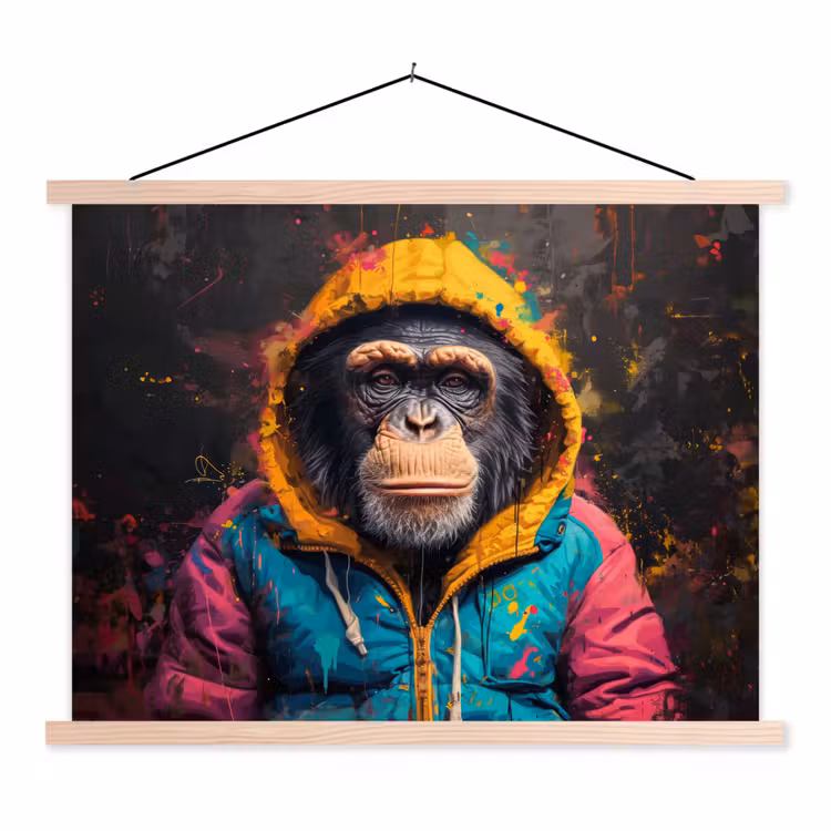 Schoolplaat - Graffiti - Chimpansee - Jas - Aap - Verf — 1