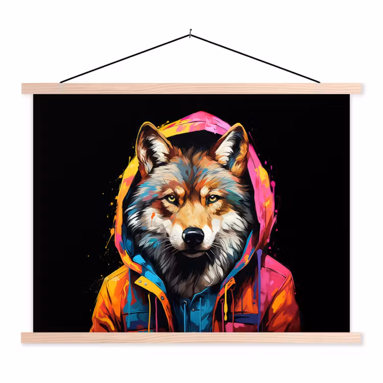 Schoolplaat - Graffiti - Wolf - Jas - Zwart — 1