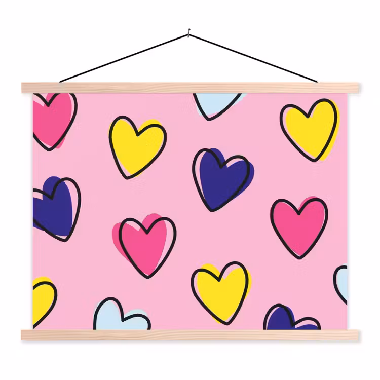 Schoolplaat - Hartjes - Valentijn - Patroon - Kleurrijk — 1