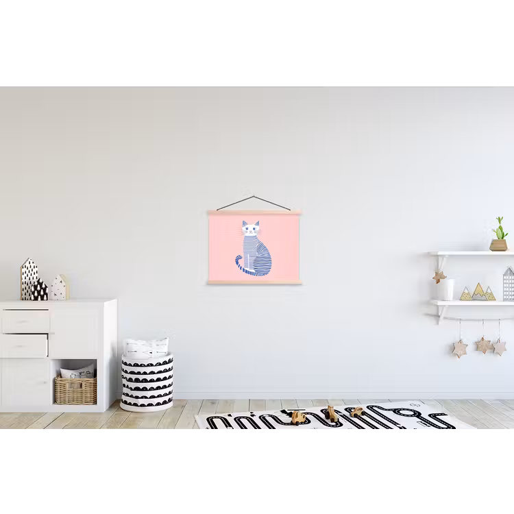 Schoolplaat - Kat - Illustratie - Minimalistisch - Roze — 3