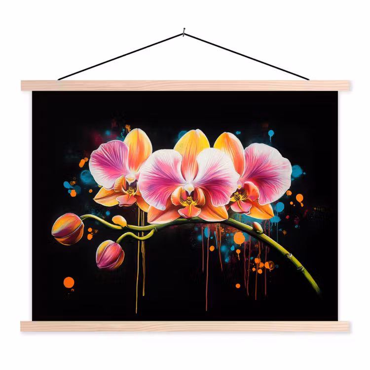 Schoolplaat - Orchidee - Graffiti - Kleurrijk - Bloemen - Abstract — 1
